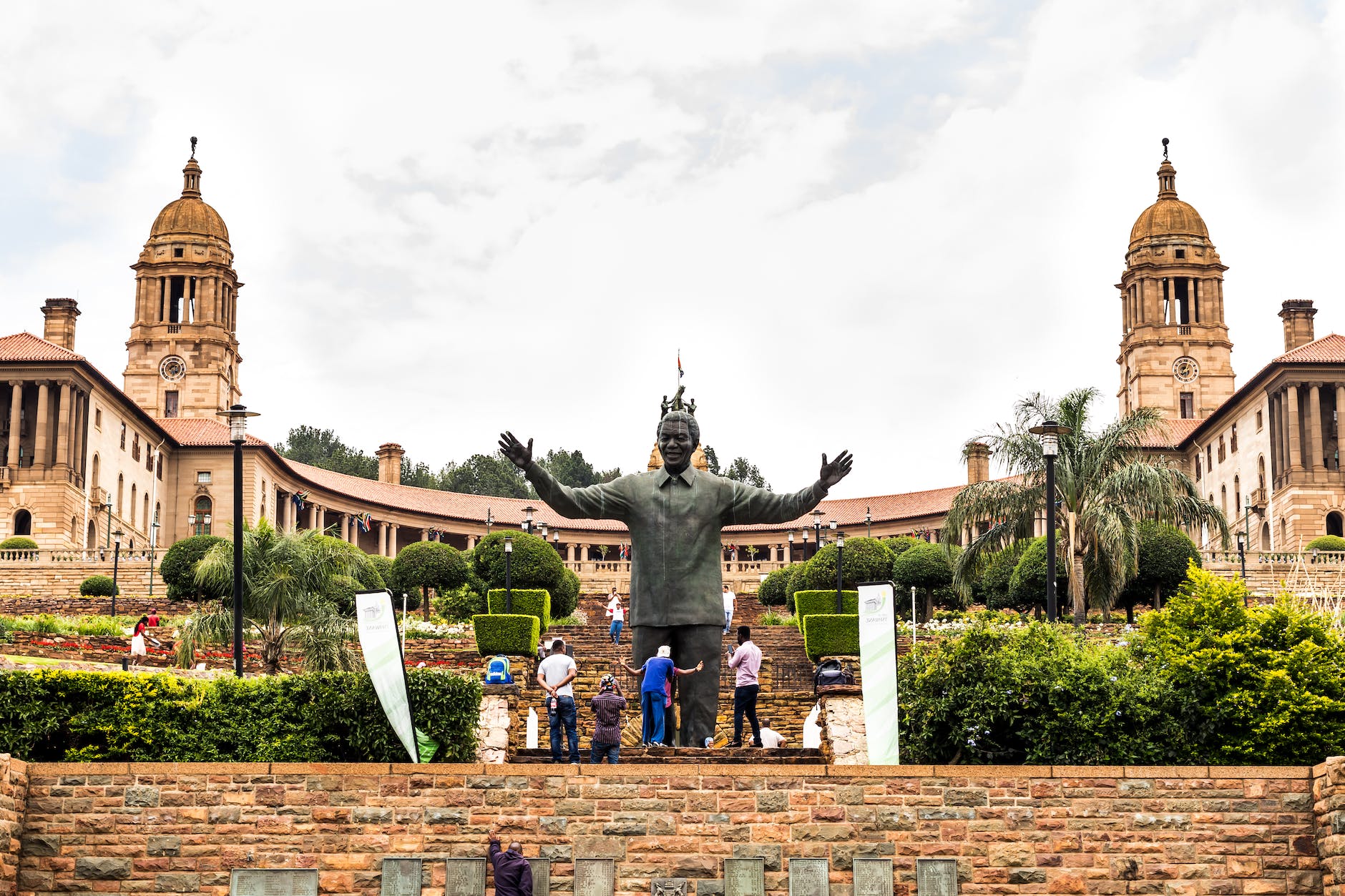 the statue of nelson mandela on the union buildings grounds pretoria gauteng south africa